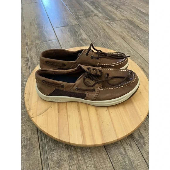 Sperry Top Sider Men's Brown Memory Foam Leather Lace Up Boat Shoes 8.5 - Picture 2 of 5